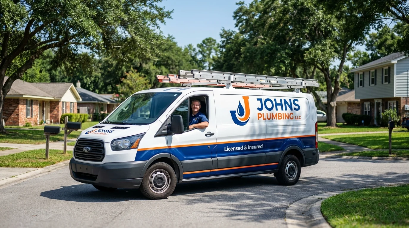 Johns Plumbing LLC service van in Winterville, NC