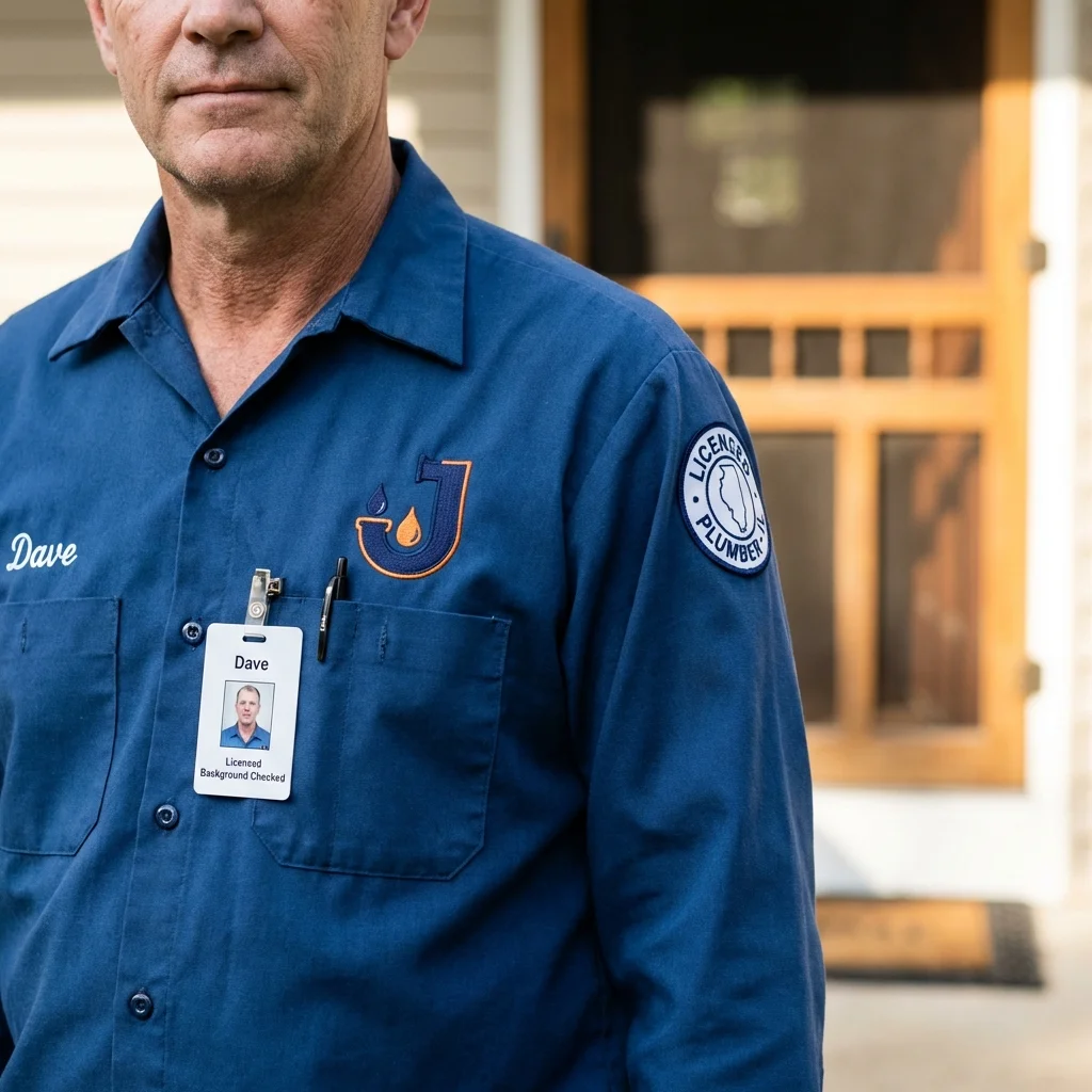 Licensed plumber showing ID badge in Winterville, NC